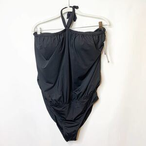Jones New York Swimsuit Womens One Piece Halter Black Ladies Size 16 NEW